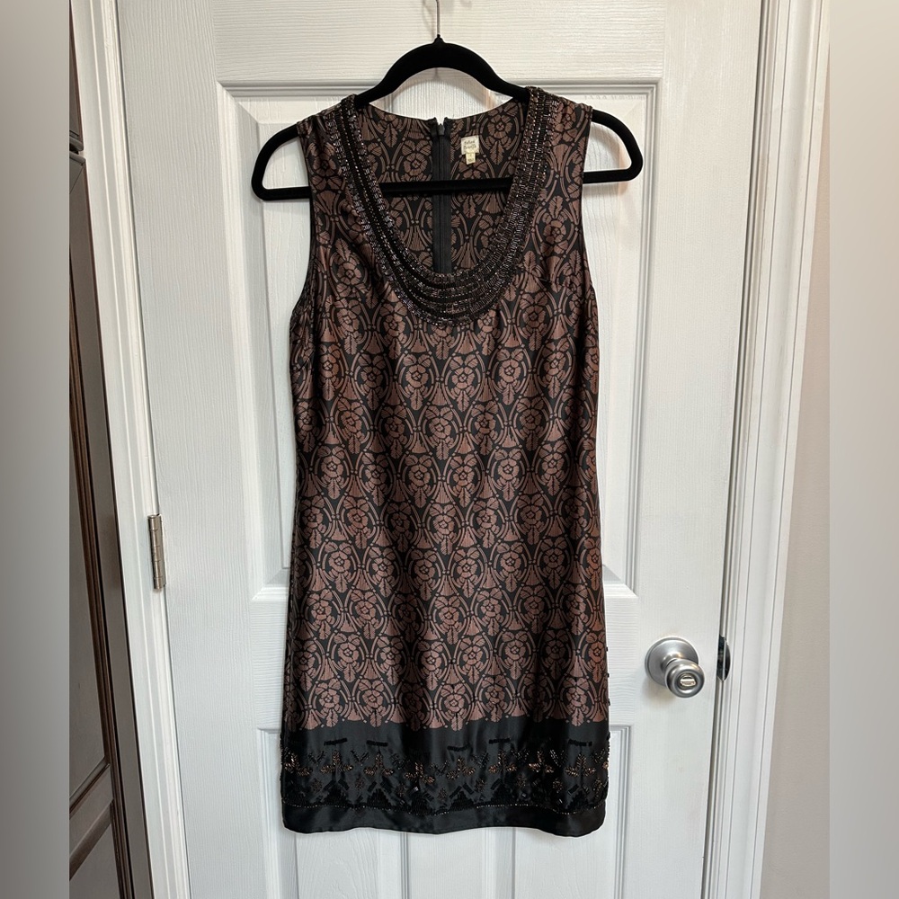 Future Paradise Anthropologie sleeveless black and bronze dress size 2